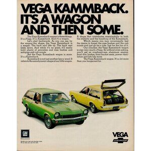 1971 Chevrolet Vega Kammback Wagon Vintage Print Ad (L3)